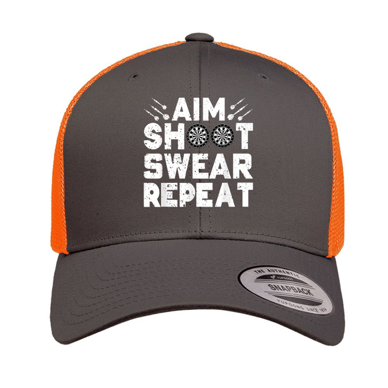 Darts Aim Shoot Swear Repeat Dartboard Funny Dart Player T Shirt Retro Trucker Cap by sugruewxrivestsxe | Artistshot