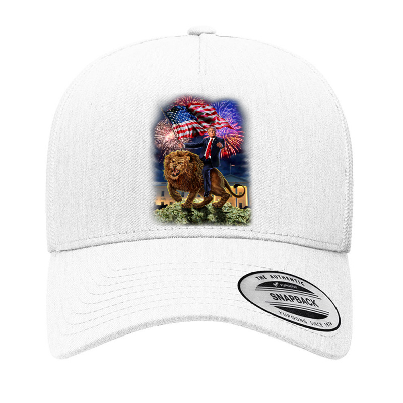 Usa President Donald Trump Rides On A Ferocious Lion Yupoong Trucker Cap | Artistshot