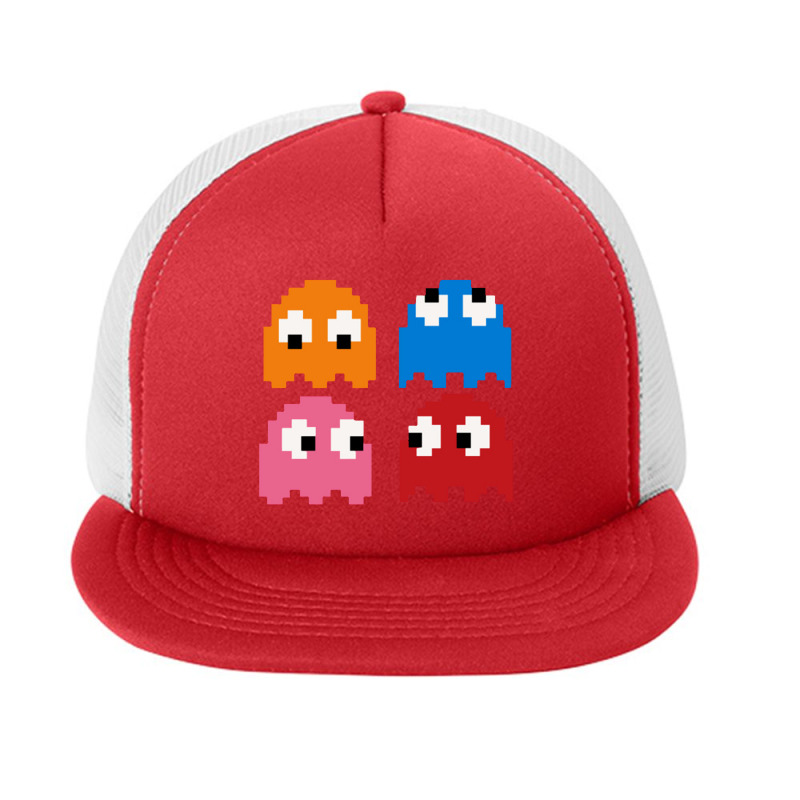 Pacman Ghosts Cool Retro 80s Foam Snapback hat by wongnyleneh | Artistshot