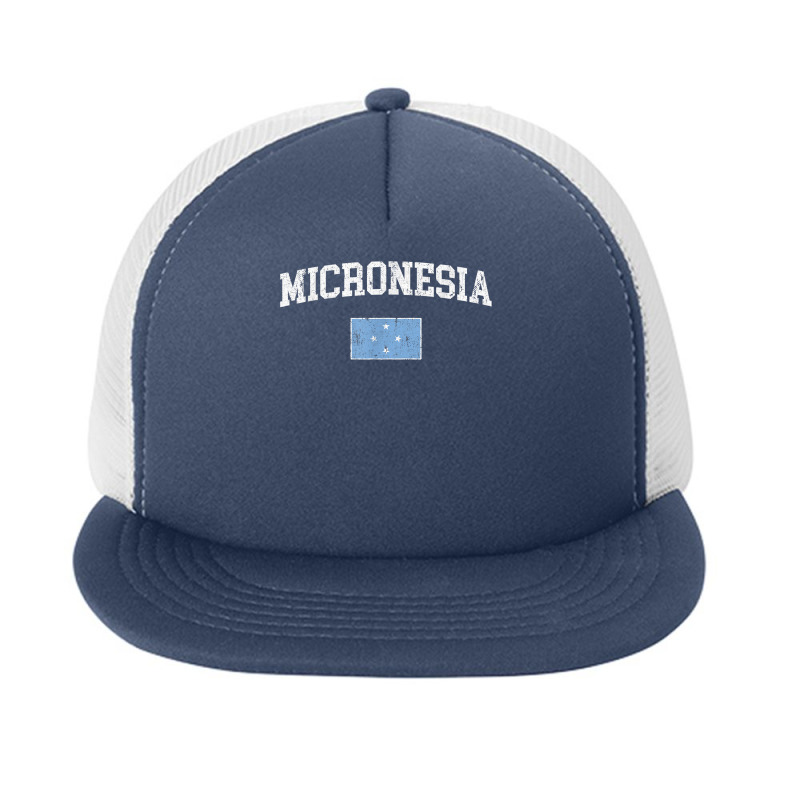 Retro Micronesia Flag Vintage Micronesian Flag Micronesian T Shirt Foam Snapback hat by johnjosephmenk | Artistshot