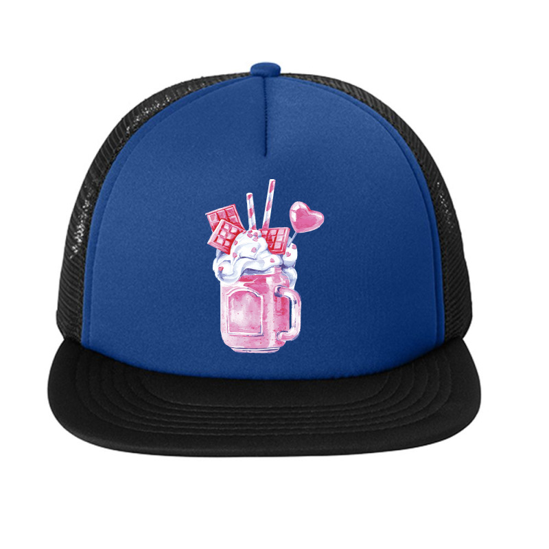 Pink Valentine Smoothie T  Shirt Strawberry Pink Milkshake T  Shirt Foam Snapback hat by salesmanhuh | Artistshot