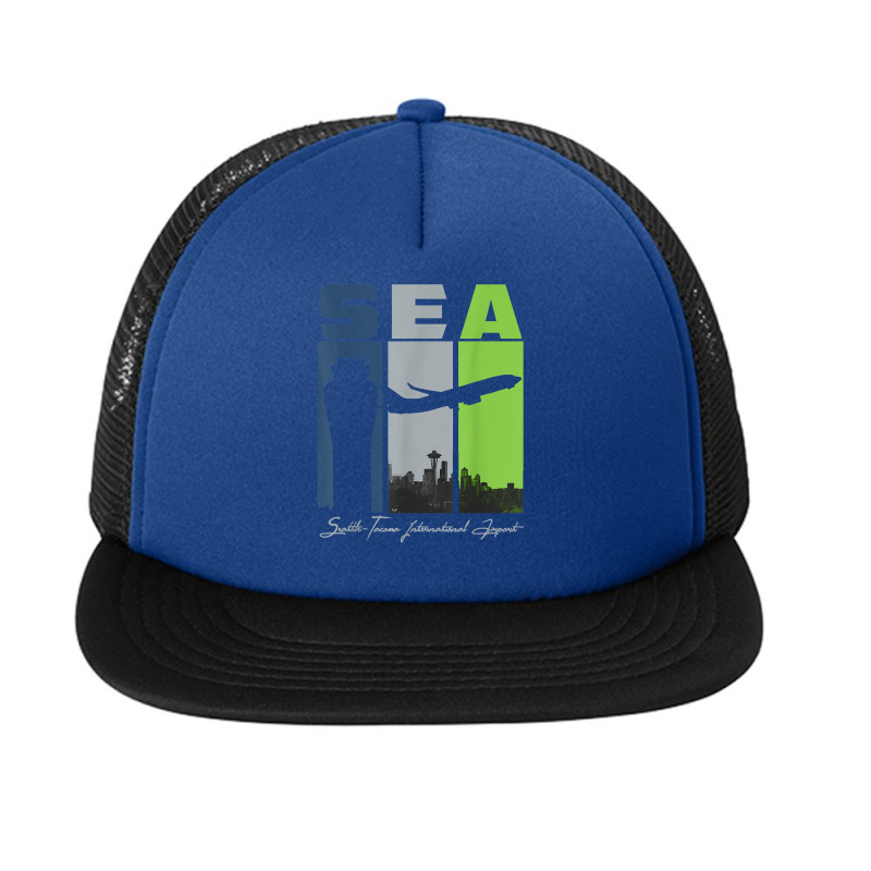 Sea Seattle Tacoma International Airport Seatac Retro Art T Shirt Foam Snapback hat by juleakuehneman | Artistshot