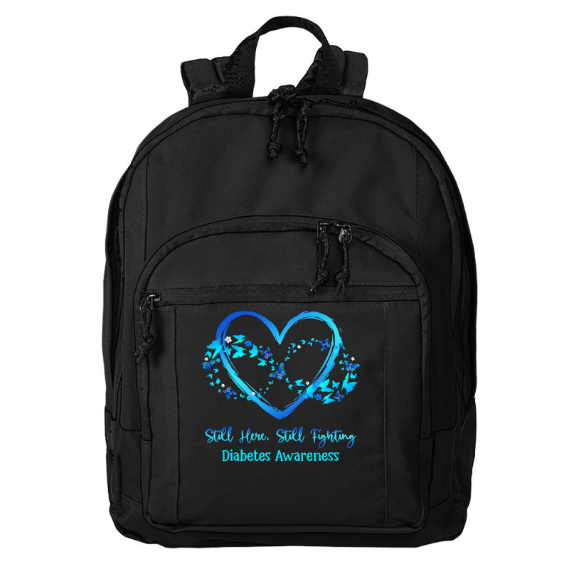 Diabetes Diabetic Awareness Still Here Still Fighting Butterfly Heart Basic Backpack | Artistshot