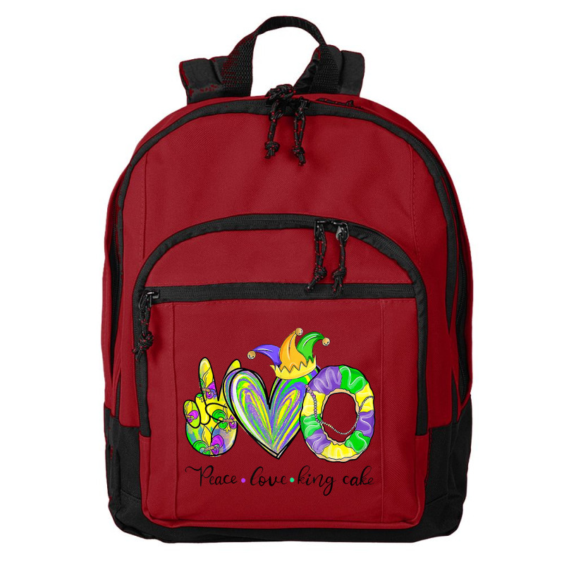 Peace Love King Cake Mardi Gras Men Women Kids Basic Backpack | Artistshot