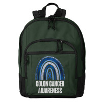 Colon Cancer Awareness Blue Ribbon And Rainbow Trending T Shirt Basic Backpack | Artistshot