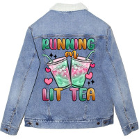 Running On Lit Tea Unisex Sherpa-lined Denim Jacket | Artistshot