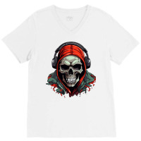 Hip Hop Skull V-neck Tee | Artistshot