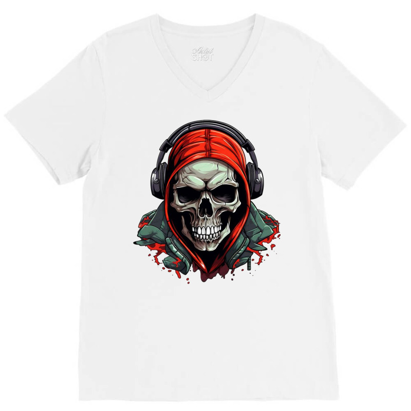 Hip Hop Skull V-neck Tee | Artistshot