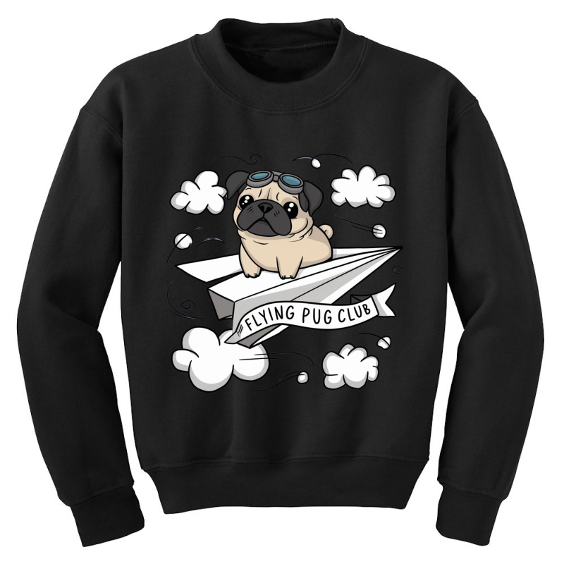 Flying Pug Club Youth Sweatshirt by Charity Aduset | Artistshot