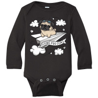 Flying Pug Club Long Sleeve Baby Bodysuit | Artistshot