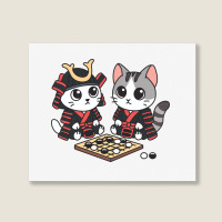 Cat Samurais Go Board Game Baduk Landscape Canvas Print | Artistshot