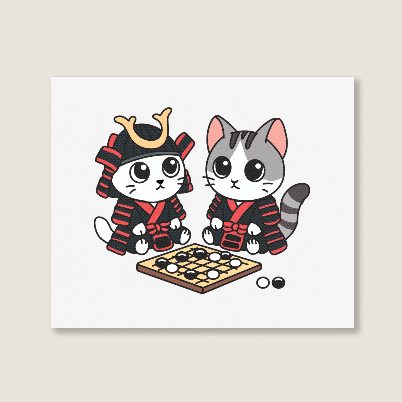 Cat Samurais Go Board Game Baduk Landscape Canvas Print | Artistshot