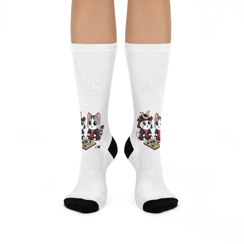 Cat Samurais Go Board Game Baduk Crew Socks | Artistshot