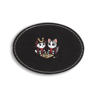 Cat Samurais Go Board Game Baduk Oval Leatherette Patch | Artistshot