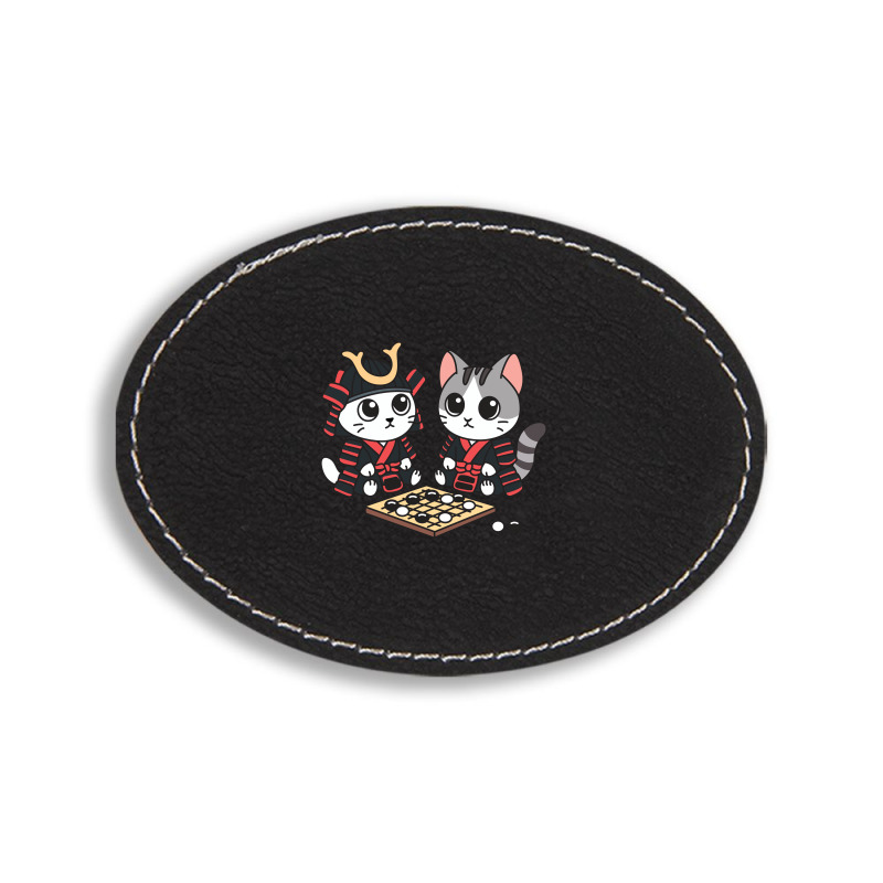 Cat Samurais Go Board Game Baduk Oval Leatherette Patch | Artistshot