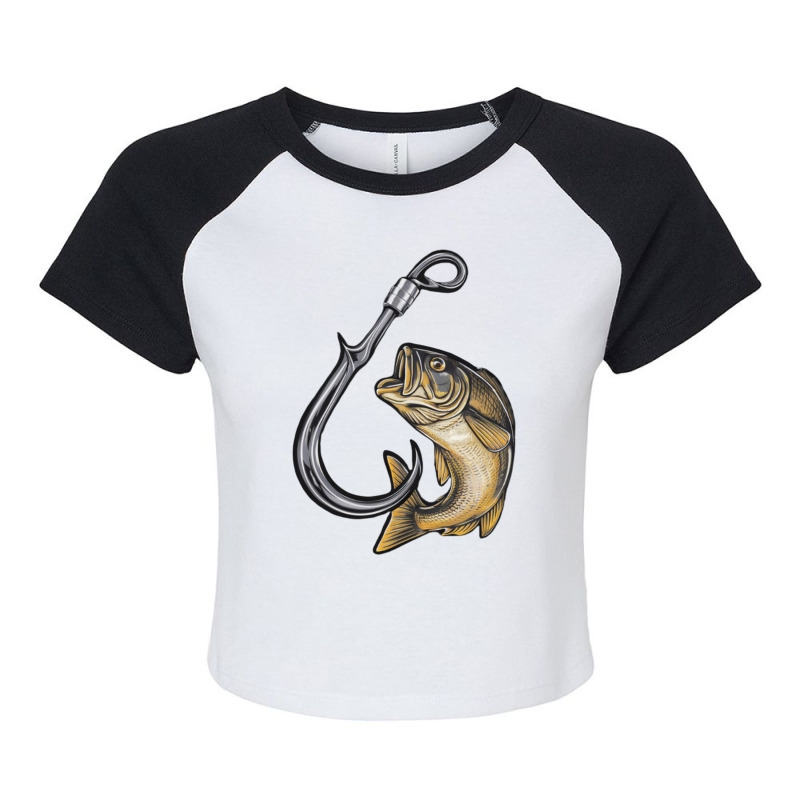 Hooked On Fishing Raglan Crop Top by John Nichols | Artistshot