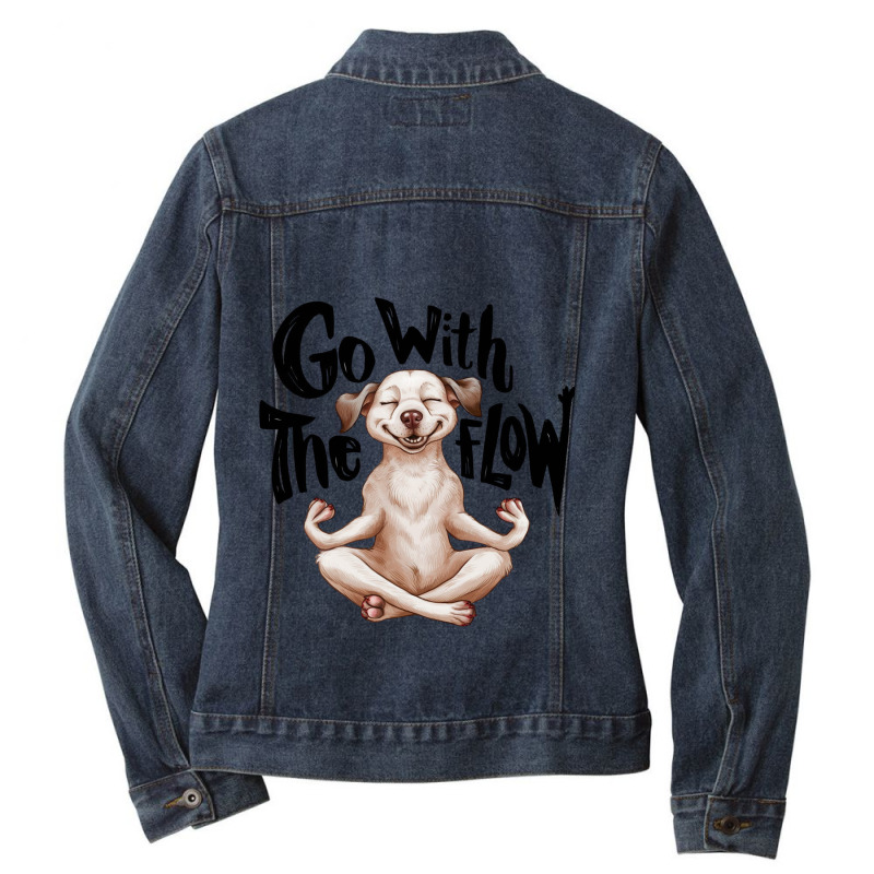 Dog Yoga Ladies Denim Jacket by John Nichols | Artistshot