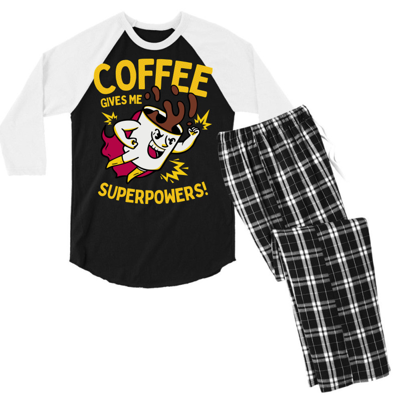 Coffee Gives Me Superpowers Men's 3/4 Sleeve Pajama Set | Artistshot