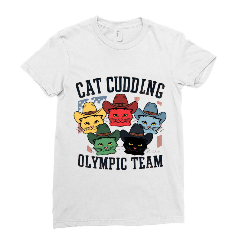 Cat Cuddling Olympic Team Ladies Fitted T-Shirt by Charity Aduset | Artistshot