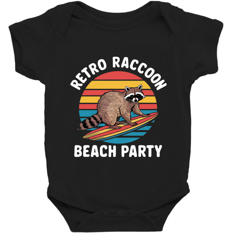 Retro Raccoon Beach Party Baby Bodysuit by John Nichols | Artistshot