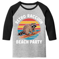 Retro Raccoon Beach Party Youth 3/4 Sleeve | Artistshot