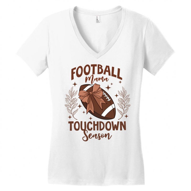 Football Mama Touchdown Season Coquette Women's V-Neck T-Shirt by Oma's Magic World | Artistshot