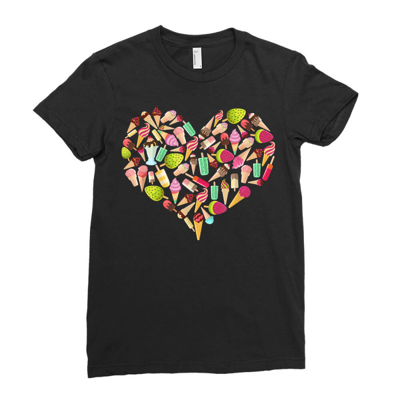 Ice Cream Heart Funny Summer Ice Cream Lover Ice Cream Heart T Shirt Ladies Fitted T-Shirt by keishawnredner | Artistshot