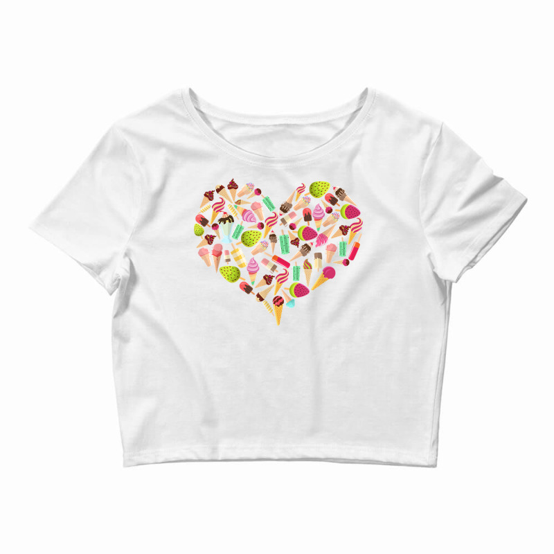 Ice Cream Heart Funny Summer Ice Cream Lover Ice Cream Heart T Shirt Crop Top by keishawnredner | Artistshot