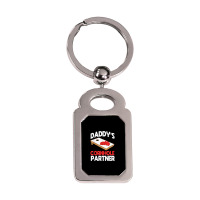 Daddy's Cornhole Partner Father's Day T Shirt Silver Rectangle Keychain | Artistshot