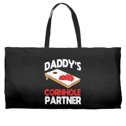 daddy's cornhole partner father's day t shirt Weekender Totes | Artistshot