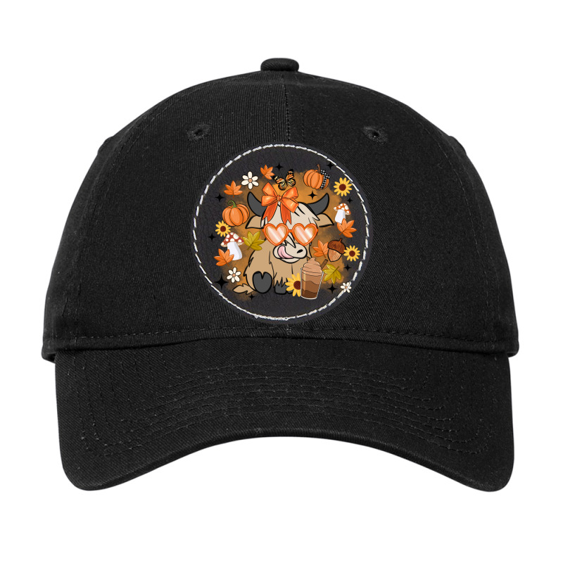 Fall Highland Cow Adjustable Cap - Leatherette Patch | Artistshot