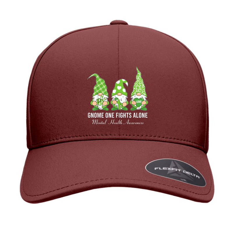 Green Ribbon Gnome One Fights Alone Mental Health Awareness Seamless Cap by NathanielDesign | Artistshot