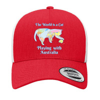 Funny World Is A Cat Playing Map T Shirt Yupoong Trucker Cap | Artistshot