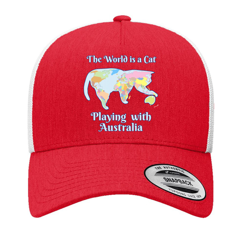 Funny World Is A Cat Playing Map T Shirt Yupoong Trucker Cap | Artistshot