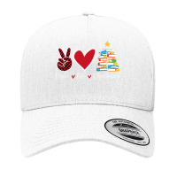 Peace Love Christmas Tshirt   Funny Christmas Tree Book Tree T Shirt Yupoong Trucker Cap | Artistshot