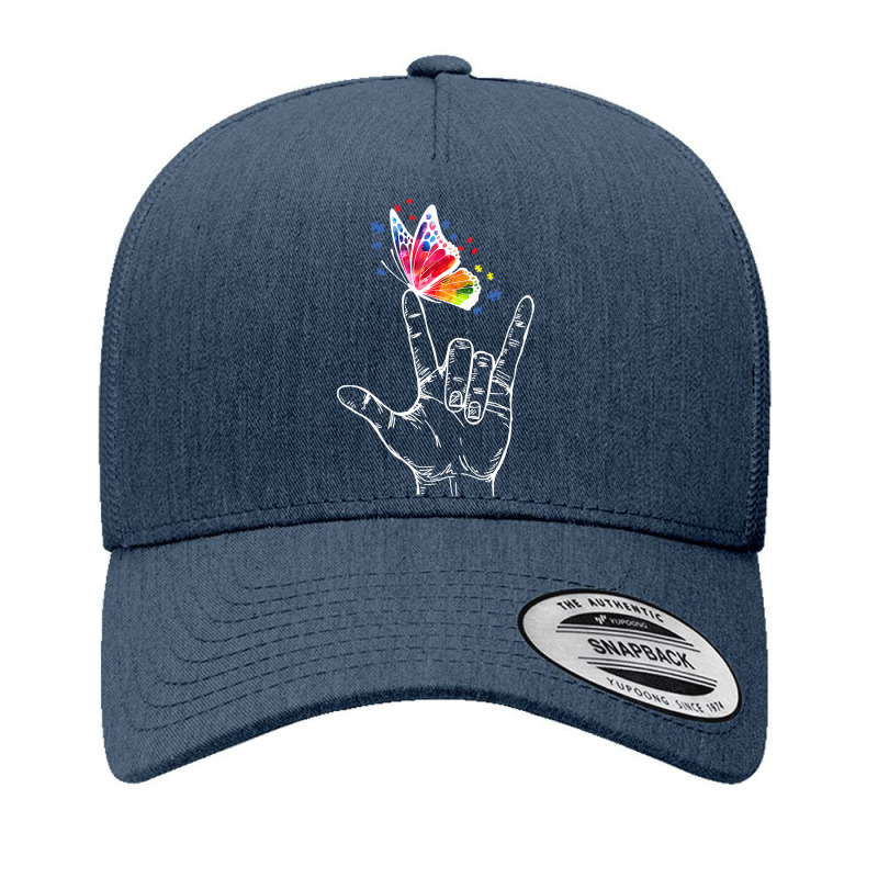 I Love You Hand Sign Language Butterfly Autism Awareness T Shirt Yupoong Trucker Cap by bakien89 | Artistshot