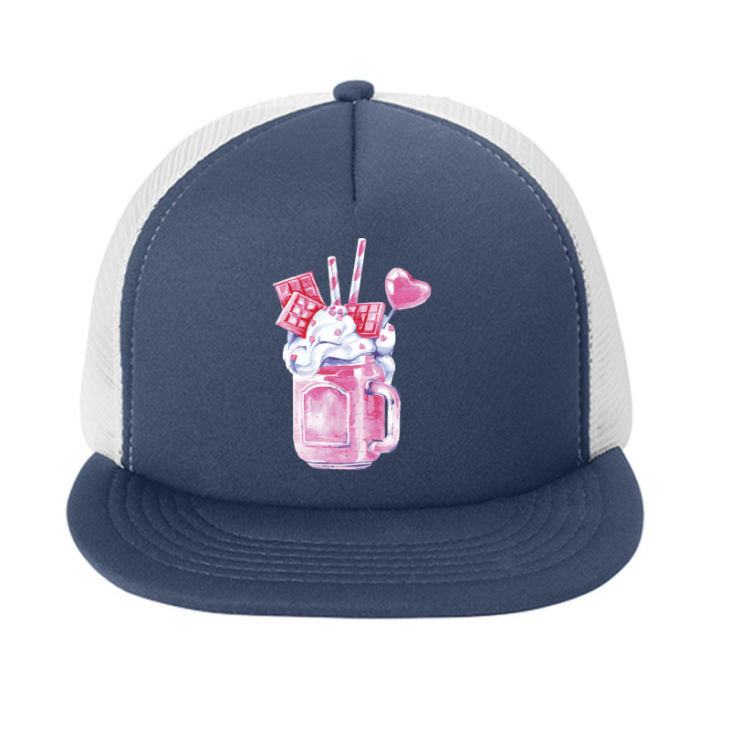 Pink Valentine Smoothie T  Shirt Strawberry Pink Milkshake T  Shirt Foam Snapback hat by thymeartiste | Artistshot