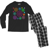 Flower Pattern T  Shirt Colorful Groovy Flower Pattern Outline T  Shir Men's Long Sleeve Pajama Set | Artistshot