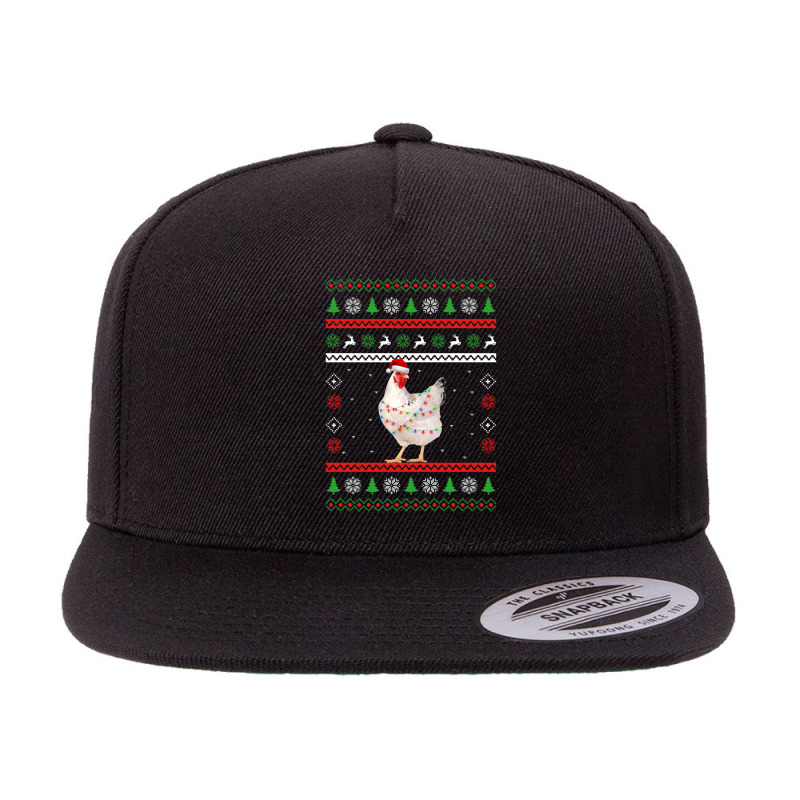 Santa Chicken Wrapped Up In Christmas Tree Lights Holiday 5 panel snapback cap by MichaelAlavarado | Artistshot