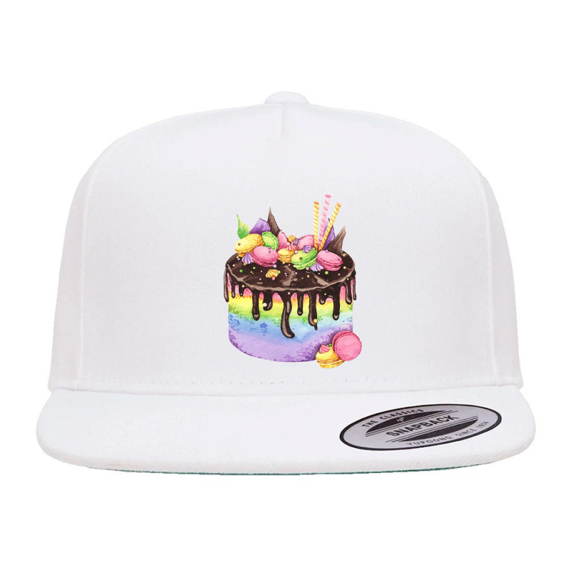 Whimsical Rainbow Birthday Cake T  Shirt Rainbow Chocolate Cake With M 5 panel snapback cap by salesmanhuh | Artistshot