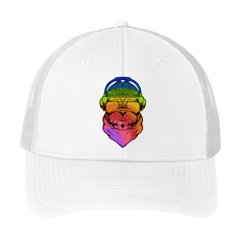 Pug Dog Headphone Colorful Pa Trucker Cap by andypp | Artistshot