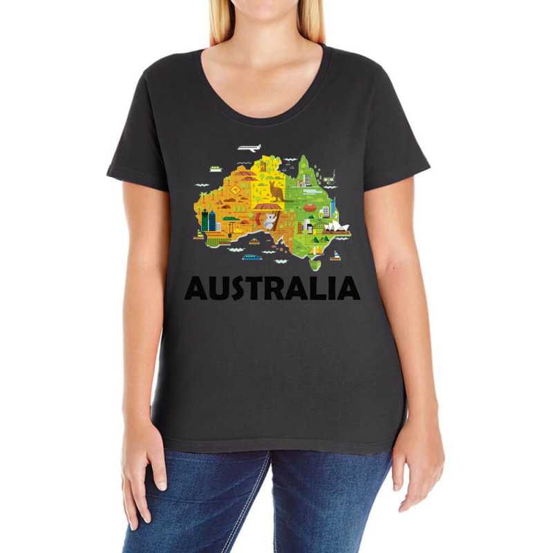 Australia T Shirt Australian Elements Fun Map Ocenia Tee Ladies Curvy T-Shirt by Nuansa | Artistshot