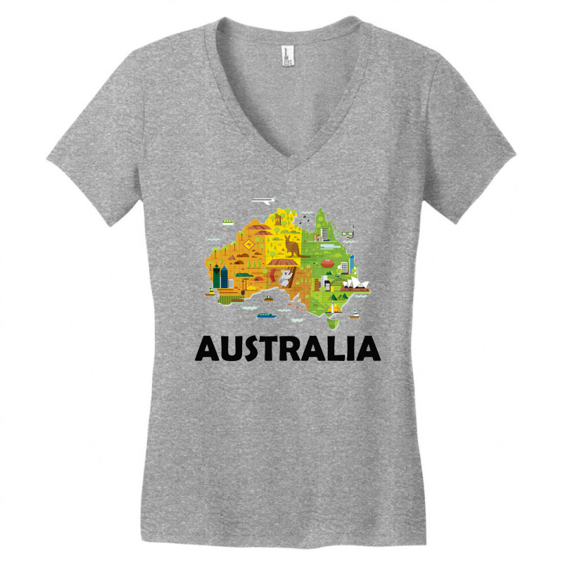 Australia T Shirt Australian Elements Fun Map Ocenia Tee Women's V-Neck T-Shirt by Nuansa | Artistshot