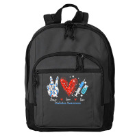 Peace Love Cure Diabetes Awareness T  Shirt Peace Love Cure Diabetes A Basic Backpack | Artistshot