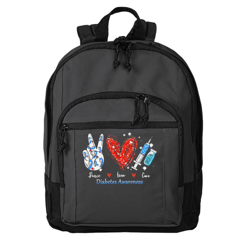 Peace Love Cure Diabetes Awareness T  Shirt Peace Love Cure Diabetes A Basic Backpack by partyguess | Artistshot