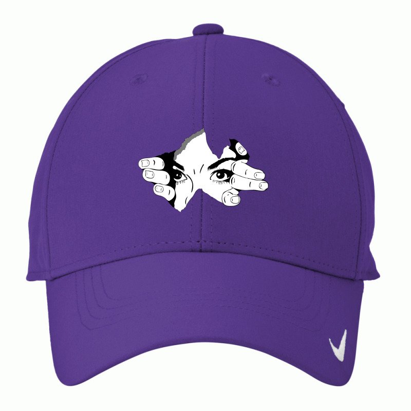 Beautiful Woman Peeking From Afar Nike Dri-fit Cap | Artistshot