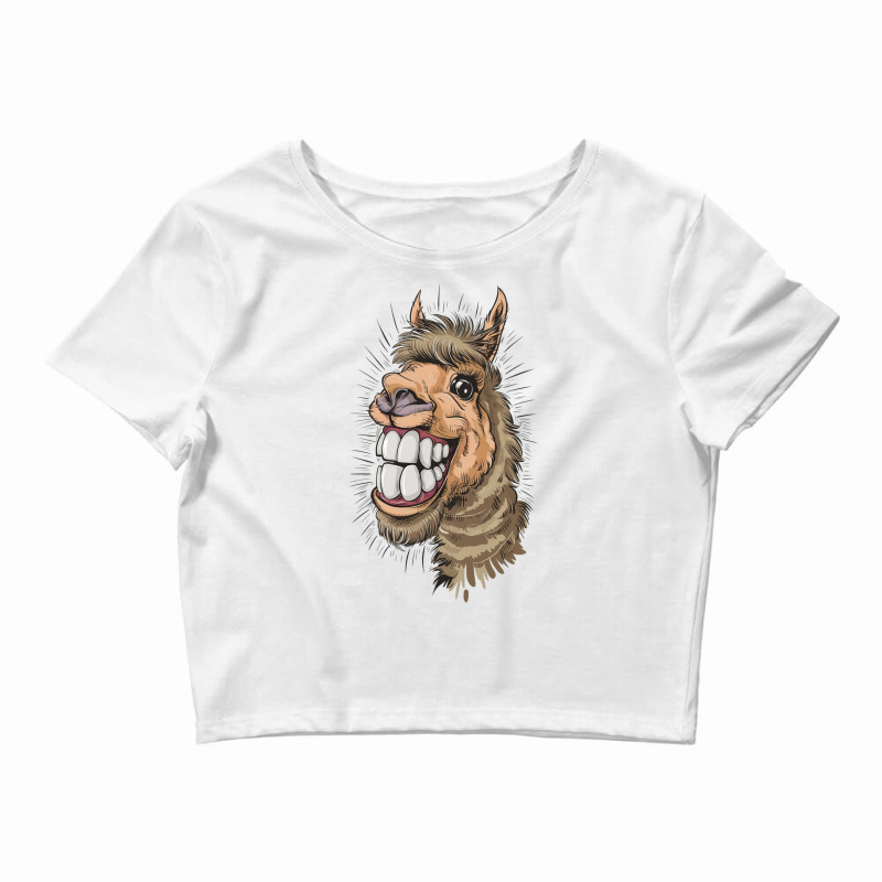 The Alpaca Bursting With Joy And Laughter Crop Top by John Nichols | Artistshot