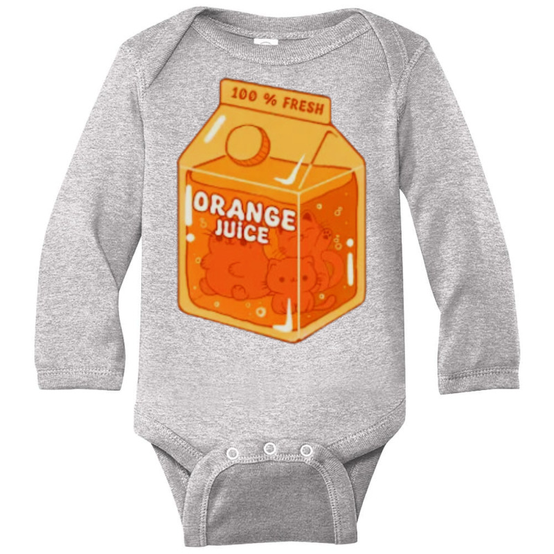 Orange Juice   Cute Orange Cat Long Sleeve Baby Bodysuit by John Nichols | Artistshot