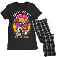 Skate Or Die Skull Vintage Women's Pajamas Set | Artistshot