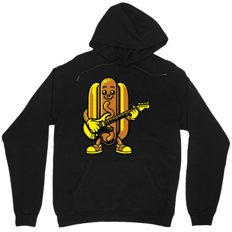 Funny Hotdog Playing Guitar Music Unisex Hoodie | Artistshot